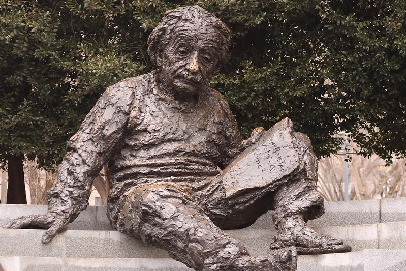 Statue of Albert Einstein in Washington, DC, symbolizing innovation and intellectual property counsel.