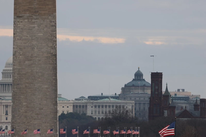 View of the U.S. Capitol and Washington Monument in Washington, DC representing federal intellectual property litigation and PTAB proceedings.